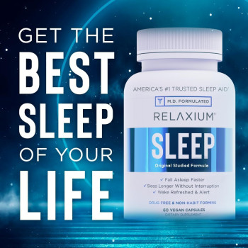 Relaxium Natural Sleep Aid - Sleep Supplement For Longer Sleep And Stress Relief Non-Habit Forming - 60 Capsules
