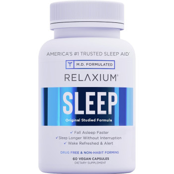 Relaxium Natural Sleep Aid - Sleep Supplement For Longer Sleep And Stress Relief Non-Habit Forming - 60 Capsules