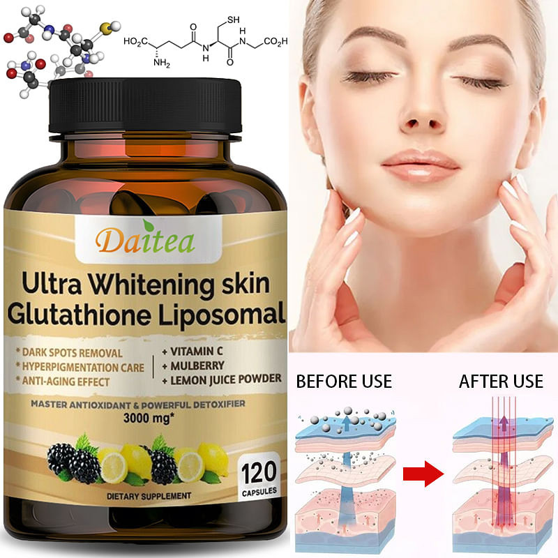 Daitea Ultra Skin Whitening Glutathione Collagen Anti-Aging And Anti Wrinkles Dietary Supplement For Dark Spot and Hyperpigmentation (60 Capsules)