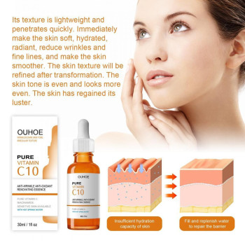 Ouhoe Pure Vitamin C10 Serum For Wrinkles, Dark Spots And Premature Sun Damage - 30ml