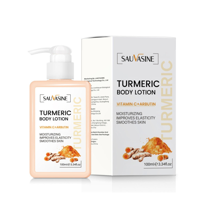 Sauvasine Anti-Aging Turmeric Body Lotion For Deep Skin Cleansing, Body Whitening and Moisturizing With Vitamin C And Alpha Arbutin - 100 ml