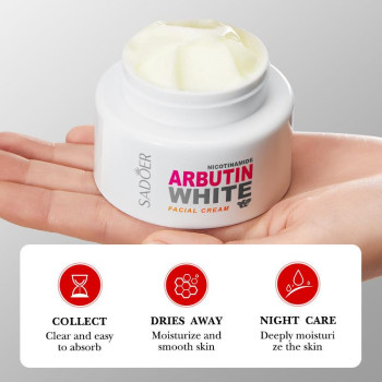 Sadoer Niacinamide Arbutin Moisturizing and Whitening Face Cream For Dark Spots, Anti Aging Spots Sunspots & Freckle Removing - 50g
