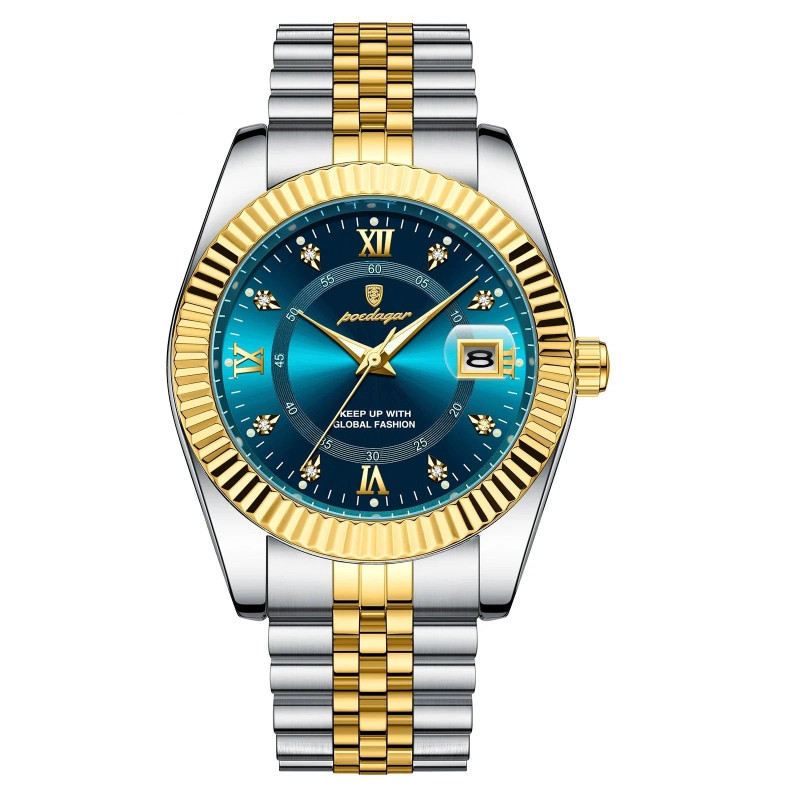 Poedagar Luxury Sport Wrist Watch For Man, Waterproof Luminous Date Quartz Stainless Steel Mens Watch