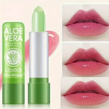 Kiss Beauty 2 Pcs Long-Lasting Color Changing Magic Lipstick, Lip Moisturizing Hydrating and Repairing Tinted Lip Care Gloss - Aloe Vera Lip Balm Stick