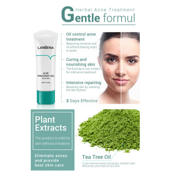 Lanbena Acne Treatment Gel To Clear Severe Acne Spot Shrink Pores Clear Acne Pimples Blemishes and Repair Acne Skin - 20g