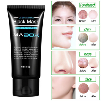 Mabox Bamboo Charcoal Blackhead Removal Black Mask Deep Cleansing Peel Off Mask For Pores, Acne, Dead Skin Treatment And Oil Control - 50g