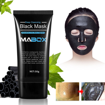 Mabox Bamboo Charcoal Blackhead Removal Black Mask Deep Cleansing Peel Off Mask For Pores, Acne, Dead Skin Treatment And Oil Control - 50g