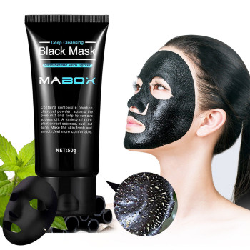 Mabox Bamboo Charcoal Blackhead Removal Black Mask Deep Cleansing Peel Off Mask For Pores, Acne, Dead Skin Treatment And Oil Control - 50g