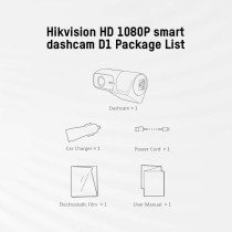 Hikvision D1 Dashcam With 360 Degree rotation, 1080P, Wifi, Cigarette Adaptor Power, Loop Recording, Parking Monitoring, AE-DC2018-D1, Grey