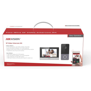 Hikvision 2MP Video Intercom, 7 Inch Touch Screen With Resolution 1024 × 600 And Wireless Network, DS-KIS603-P, Black/Silver
