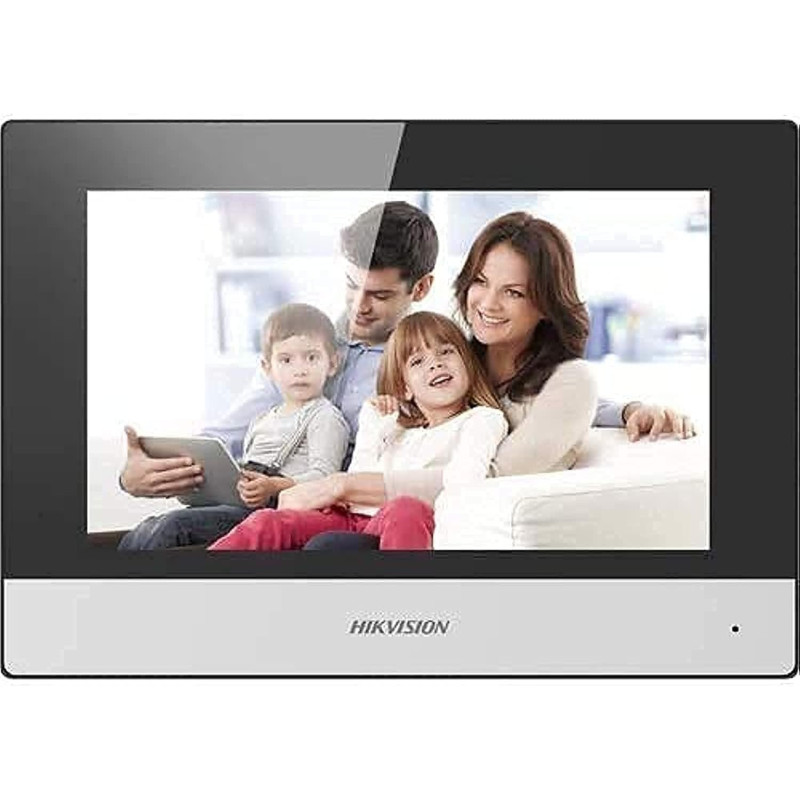 Hikvision IP Video Intercom For Villa or House, 7-Inch Colorful Touch Screen With Wireless Network and Two Way Audio, DS-KH6320-WTE1, Black/Silver