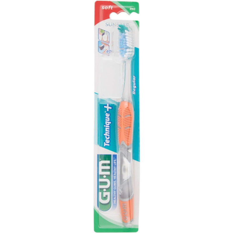 Gum Technique Soft Bristles Regular Toothbrush - Quad-Grip Handle for Advanced Brushing Technique and Effective Plaque Removal - Optimal Oral Care