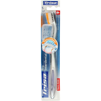 Trisa Pro Interdental Soft Toothbrush, Professional Cleaning with Travel Cap With Finest Swiss Oral Care