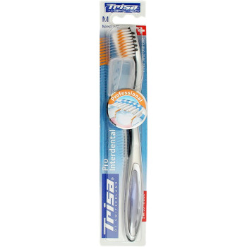 Trisa Pro Interdental Medium Toothbrush With Professional Cleaning, Travel Cap And Finest Swiss Oral Care