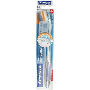 Trisa Pro Interdental Medium Toothbrush With Professional Cleaning, Travel Cap And Finest Swiss Oral Care