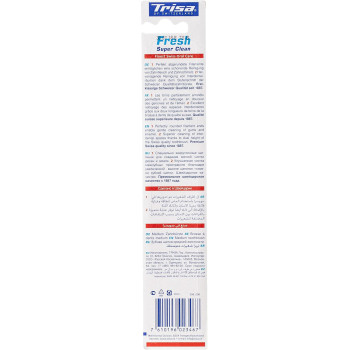 Trisa Fresh Super Clean Medium Toothbrush Swiss Made with Travel Cap And Finest Swiss Oral Care, Perfectly Rounded Filament Ends