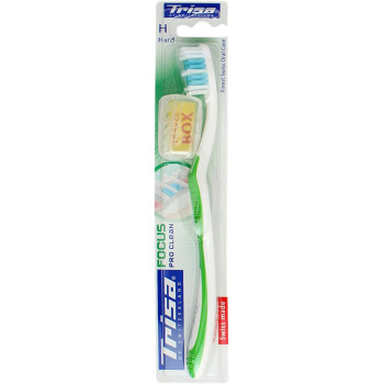 Trisa Focus Pro Clean Hard Adult Toothbrush with Hygiene Cap - Finest Swiss Oral Care