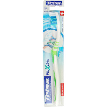 Trisa Flexible Medium Toothbrush With Finest Swiss Oral Care And Gentle on Teeth and Gums, Soft Bristles