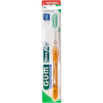 Gum Microtip Toothbrush With Soft Bristles, Removes Bacteria Along Gum Line, Gently Removes Plaque And Deep Gentle Cleaning, Firm Grip