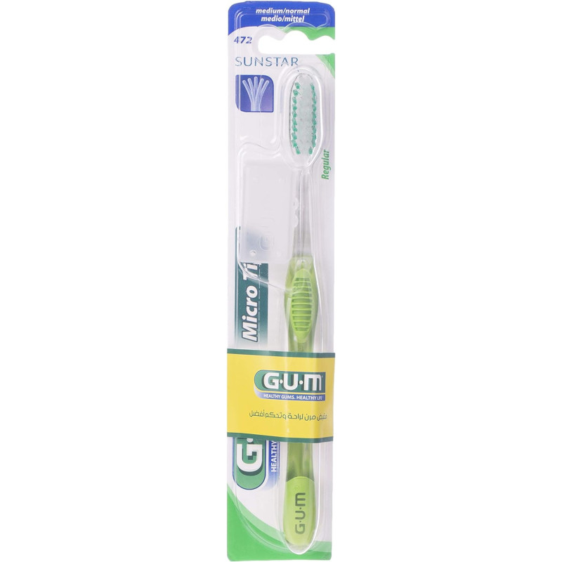 Gum Microtip Toothbrush With Medium Bristles, Removes Bacteria Along Gum Line, Gently Removes Plaque and Deep And Gentle Cleaning