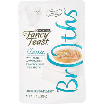 Purina Fancy Feast Classic Broths Tuna & Vegetable Wet Cat Food 40g X 12 Pack
