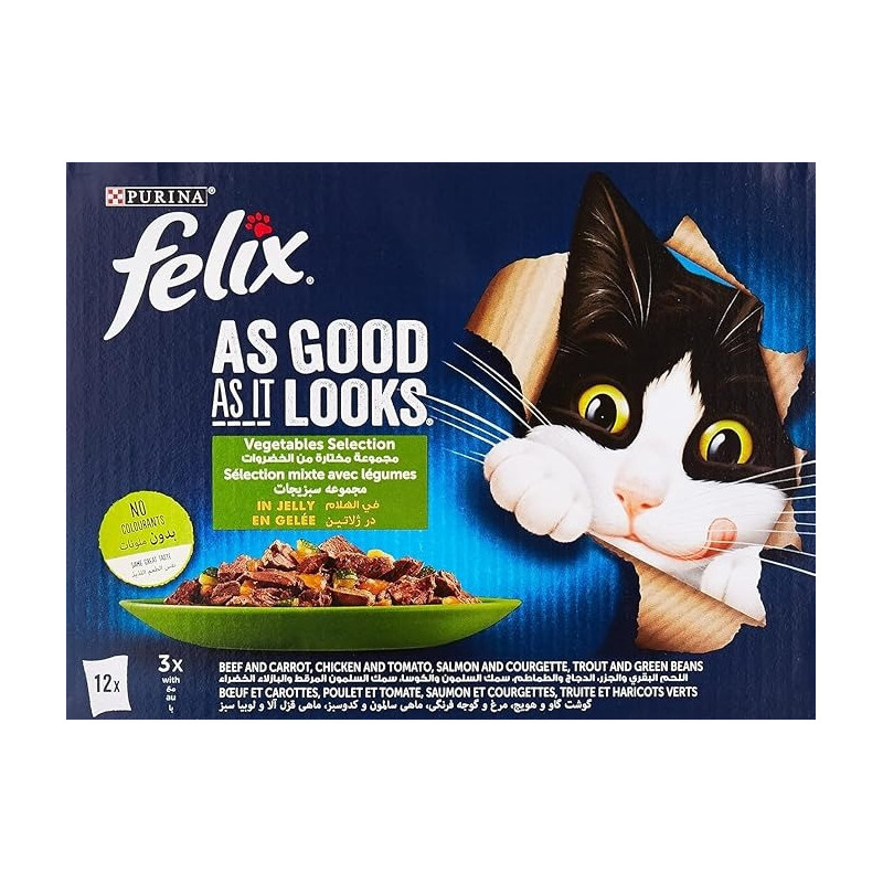 Purina Felix It Looks Vegetable Selection In Jelly Pouch Wet Cat Food Pack 12X85G