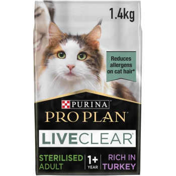 Purina Pro Plan LiveClear Sterilised Adult Cat Dry Food 1.4kg