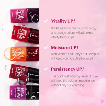 Etude House Dear Darling Water Bright Vivid Color Lip Tint, Cherry Ade, 21Ad