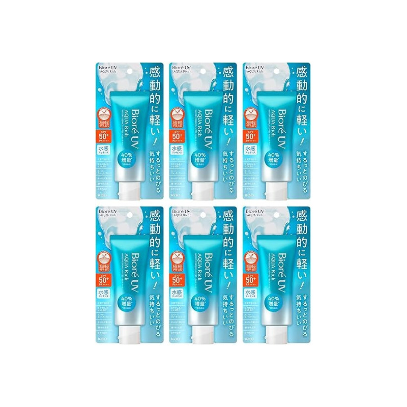 Biore Uv Aqua Rich Watery Essence Spf50+/Pa++++ 50G, Set Of 6