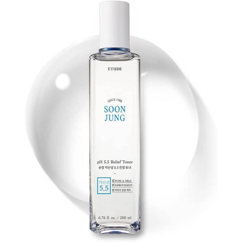 Etude House Non-Comedogenic Hypoallergenic And Fragrance Free Soonjung Ph5.5 Relief Toner For Face, 200Ml