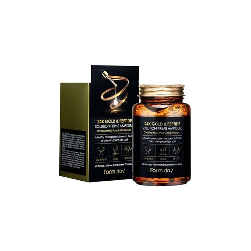 Farmstay 24K Gold And Peptide Solution Prime Ampoule Whitening And Wrinkle, 250Ml