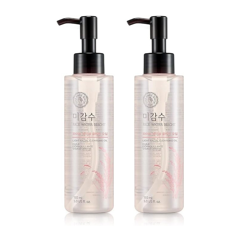 The Face Shop Facial Cleanser, Natural Rice Water Light Cleansing Oil Moisturizer For Dry Or Oily Skin, 150 Ml, 2 Count