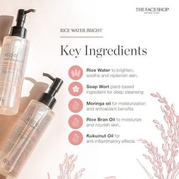 The Face Shop Facial Cleanser, Natural Rice Water Rich Cleansing Oil Moisturizer For Dry Or Oily Skin, 150 Ml, 2 Count