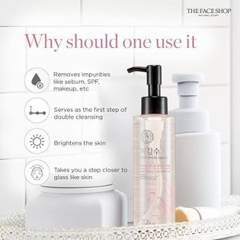 The Face Shop Facial Cleanser, Natural Rice Water Rich Cleansing Oil Moisturizer For Dry Or Oily Skin, 150 Ml, 2 Count