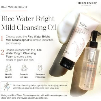 The Face Shop Facial Cleanser, Natural Rice Water Rich Cleansing Oil Moisturizer For Dry Or Oily Skin, 150 Ml, 2 Count