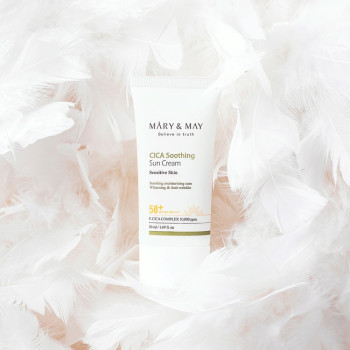 Mary And May Vegan Cica Soothing Sun Cream, Spf50+ Pa++++ 50Ml, Korean Skincare, Vegan, Daily Moisturizing Sunscreen, Light Finish, Moisturizer, Only Safe Ingredients
