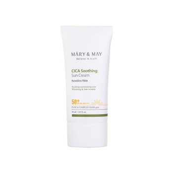 Mary And May Vegan Cica Soothing Sun Cream, Spf50+ Pa++++ 50Ml, Korean Skincare, Vegan, Daily Moisturizing Sunscreen, Light Finish, Moisturizer, Only Safe Ingredients