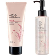 The Face Shop Double Cleanse Combo, Rice Water Bright Foaming Cleanser, 150 Ml, Plus Rice Water Bright Light Cleansing Oil, 150 Ml