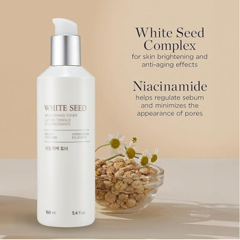 The Face Shop Whiteseed Brightening Toner, Long Lasting Moisture, Skin Brightening And Healthy, Botanical Skincare Moisturizer, Skin Texture And Clarity Improvement, Dullness Reducing, 160Ml