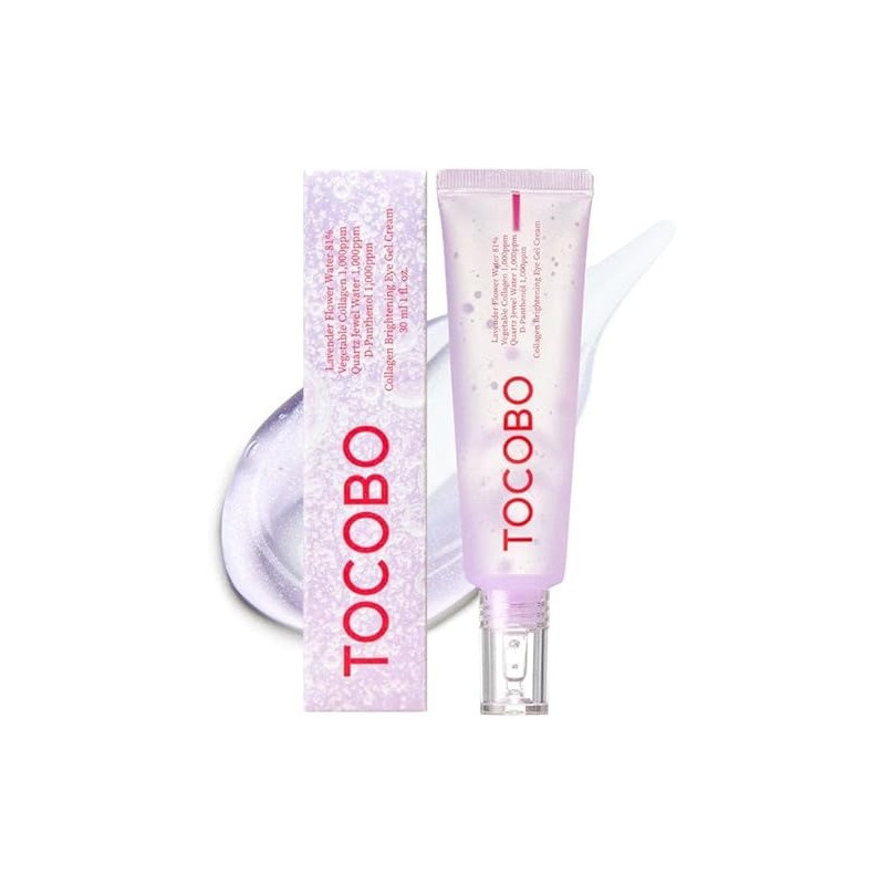 Tocobo Collagen Brightening Eye Gel Cream, Quartz Water, Lavender Water Extract, Brightening Eye Care, Eye Lifting, Vegan, Collagen Eye Cream, 30 Ml