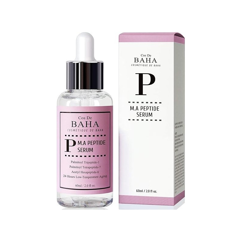 Cos De Baha Peptide Complex Facial Serum With Matrixyl 3000 And Argireline For Face/Neck, Anti Aging And Deep Wrinkles, Heals And Repairs Skin, Instantly Ageless For Face, 60Ml