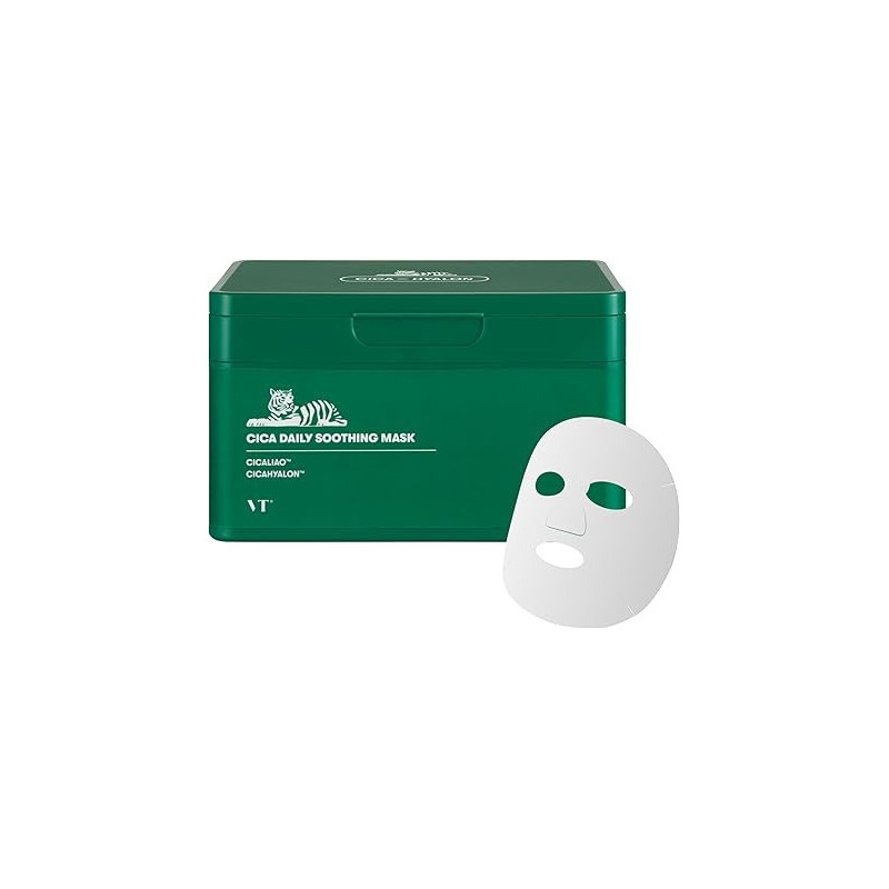 Vt Cosmetics Daily Soothing Mask 30Ea, Facial Sheet Mask Pick And Quick Dispenser Type Refreshing Moisturizing Korean Face Mask, 30 Day Supply
