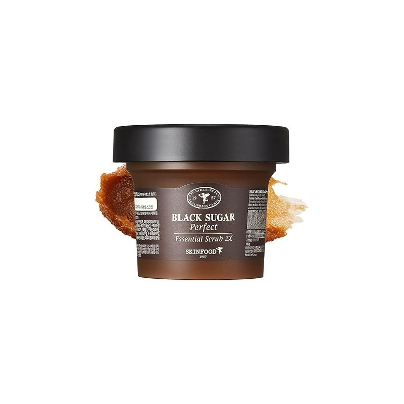 Skin Food Black Sugar Perfect Essential Scrub 2X, 210G, Facial Exfoliating Massage Scrub Without Irritation, Removes Blackheads And Dead Skin Cells For Rough Skin, Skin Smooth And Clear