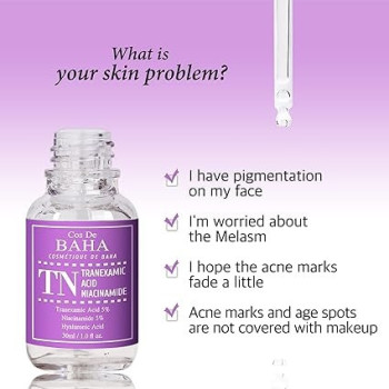 Cos De Baha Tranexamic Acid 5 Percentage Serum With Niacinamide 5 Percentage For Face/Neck , Helps To Reduce The Look Of Hyper, Pigmentation, Discoloration, Dark Spots, Remover Melasma, 30 Ml