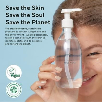 Aromatica Organic Aloe Vera Gel Gift Set, 300Ml Each, Vegan Body Moisturizer For Irritated Skin And Blemish, Sun Skin Care