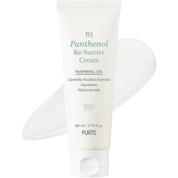 Purito B5 Panthenol Re Barrier Cream, 80Ml, Rich Moisturizing Cream With 10 Percentage Panthenol For Strenthening The Skin Barrier, No Silicones, No Peg, No Essential Oils, Vegan, Korean Skincare