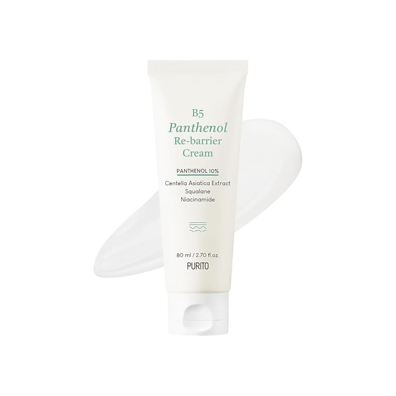 Purito B5 Panthenol Re Barrier Cream, 80Ml, Rich Moisturizing Cream With 10 Percentage Panthenol For Strenthening The Skin Barrier, No Silicones, No Peg, No Essential Oils, Vegan, Korean Skincare