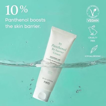 Purito B5 Panthenol Re Barrier Cream, 80Ml, Rich Moisturizing Cream With 10 Percentage Panthenol For Strenthening The Skin Barrier, No Silicones, No Peg, No Essential Oils, Vegan, Korean Skincare