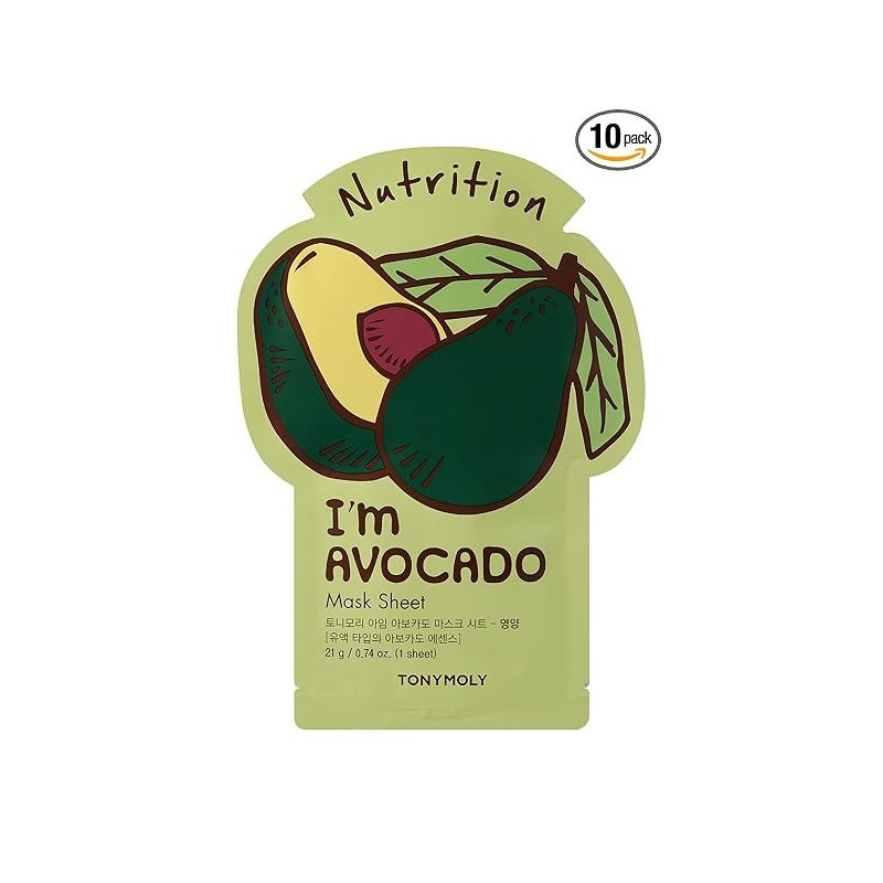 Tonymoly Im Real Avocado Sheet Mask, 10 Count, Pack Of 1, 21 G