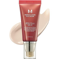 Missha M Perfect Cover Bb Cream, No.21 Light Beige For Bright Skin, Spf 42 Pa +++ 1.69 Fl Oz, Tinted Moisturizer For Face With Spf